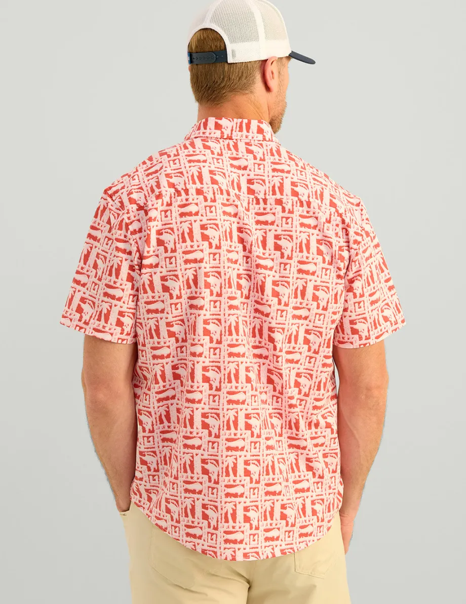 Huk Gear Button Downs-Kona Button-Down Channel Marker Fish Dot