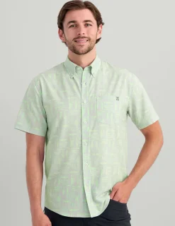 Huk Gear Button Downs-Kona Button-Down Harbor Mist Batiki