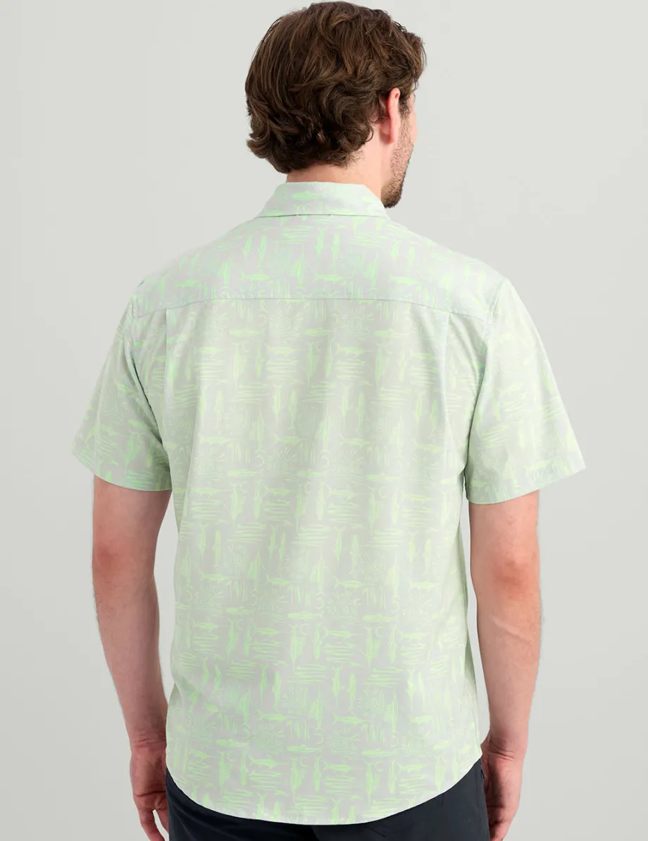 Huk Gear Button Downs-Kona Button-Down Harbor Mist Batiki