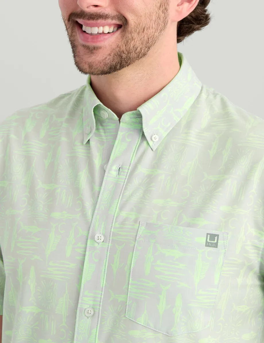 Huk Gear Button Downs-Kona Button-Down Harbor Mist Batiki