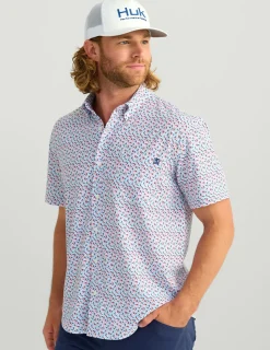 Huk Gear Button Downs-Kona Button-Down Channel Marker Lure Smash