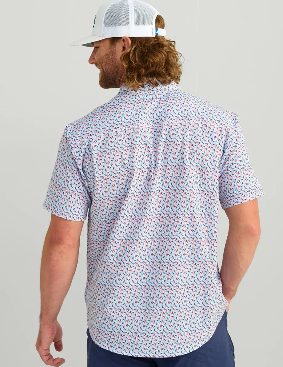 Huk Gear Button Downs-Kona Button-Down Channel Marker Lure Smash