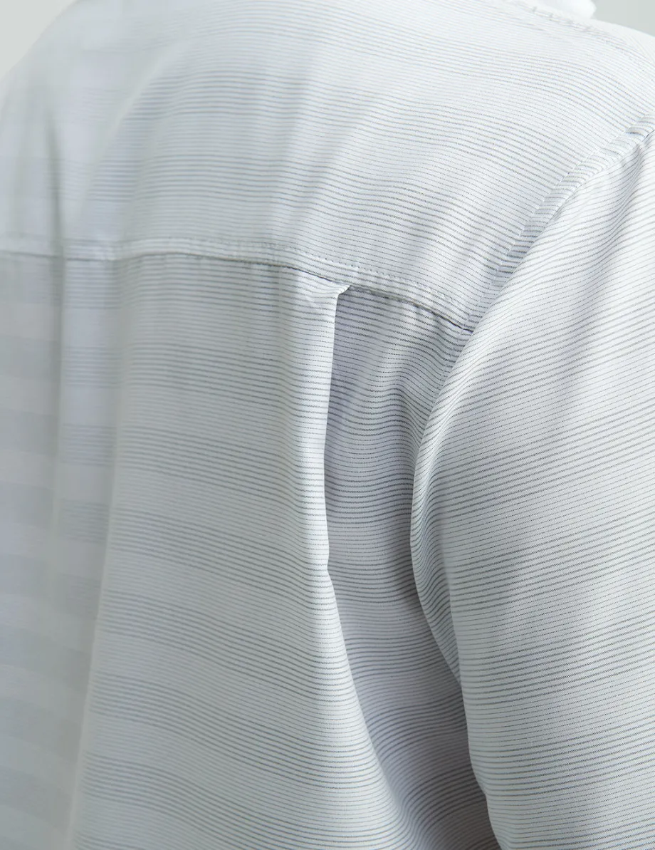 Huk Gear Button Downs-Kona Button-Down Cross Dye Stripe White
