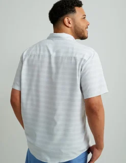 Huk Gear Button Downs-Kona Button-Down Cross Dye Stripe White