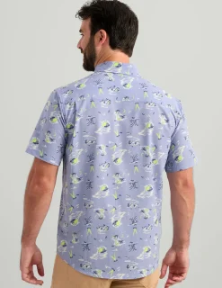 Huk Gear Button Downs-Kona Button-Down Lightning Sky Space Palm