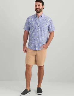 Huk Gear Button Downs-Kona Button-Down Lightning Sky Space Palm