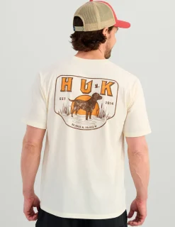 Huk Gear T-Shirts-Lab Patch Pocket Tee Egret