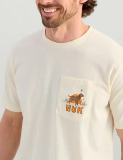 Huk Gear T-Shirts-Lab Patch Pocket Tee Egret