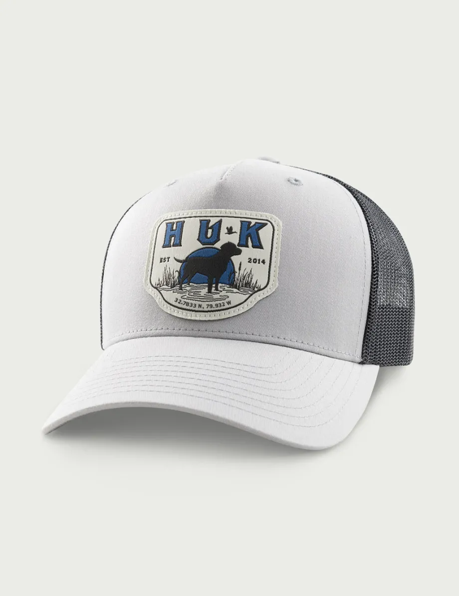 Huk Gear Hats-Lab Patch Trucker Hat Harbor Mist