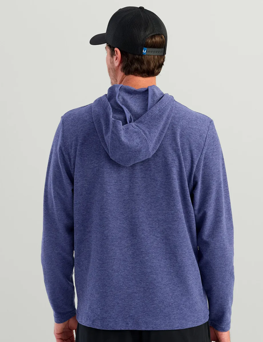 Huk Gear Hoodies & Pullovers-Leeward Lightweight Fleece Hoodie Skipper Blue Heather