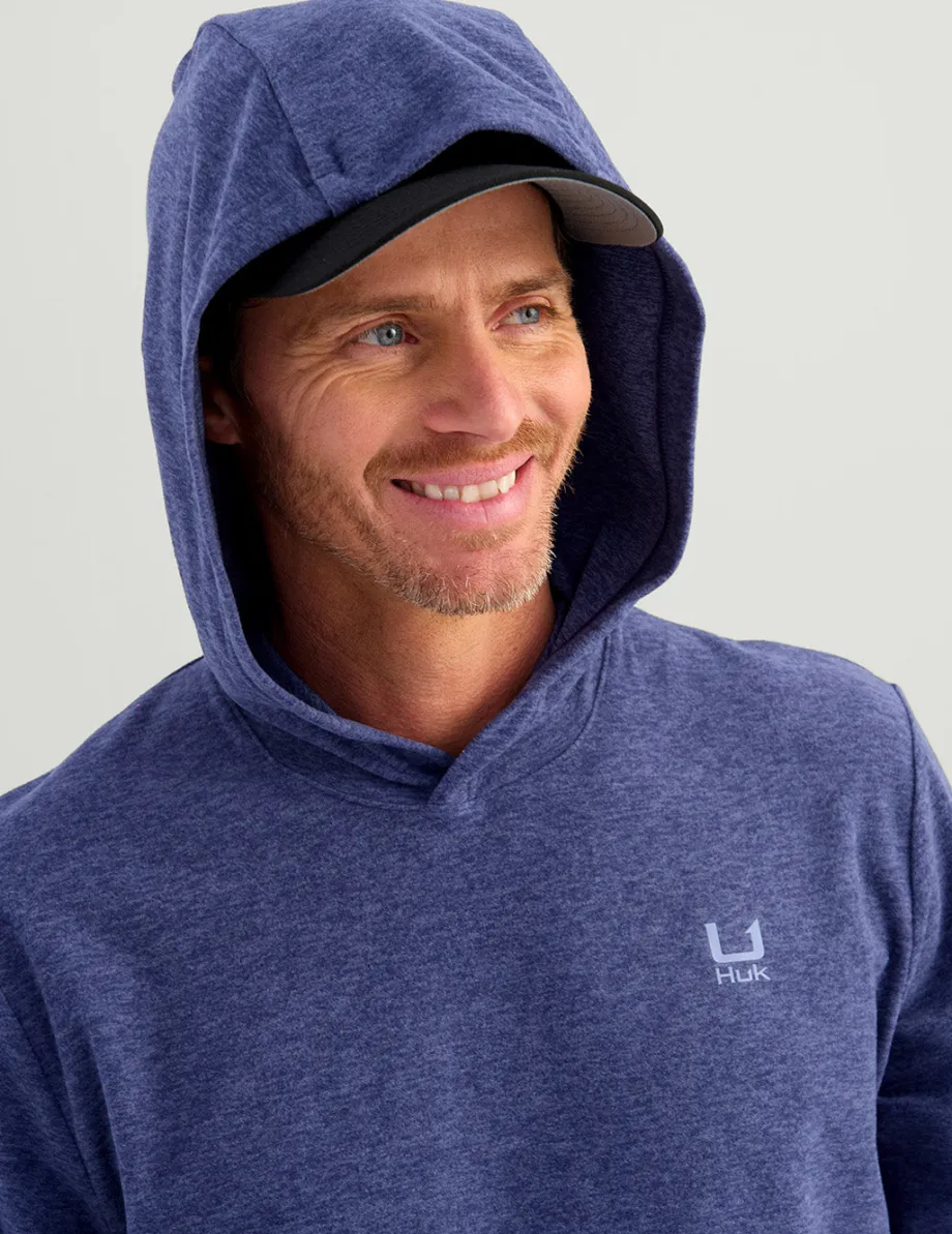 Huk Gear Hoodies & Pullovers-Leeward Lightweight Fleece Hoodie Skipper Blue Heather