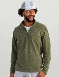 Huk Gear Hoodies & Pullovers-Leeward Lightweight Fleece 1/4 Zip Moss Heather