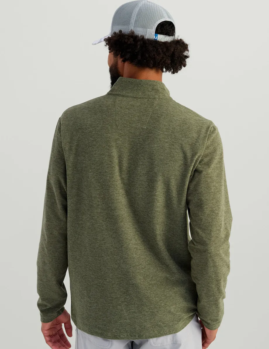 Huk Gear Hoodies & Pullovers-Leeward Lightweight Fleece 1/4 Zip Moss Heather