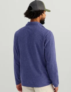 Huk Gear Hoodies & Pullovers-Leeward Lightweight Fleece 1/4 Zip Skipper Blue Heather