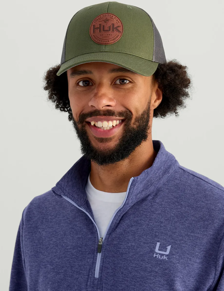 Huk Gear Hoodies & Pullovers-Leeward Lightweight Fleece 1/4 Zip Skipper Blue Heather