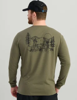 Huk Gear T-Shirts-Lodge Long Sleeve Pocket Tee Moss
