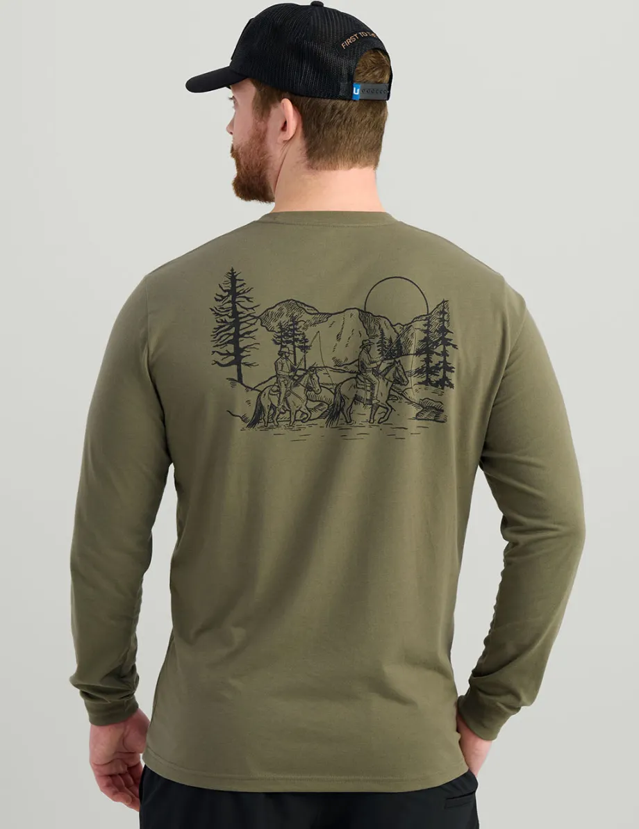 Huk Gear T-Shirts-Lodge Long Sleeve Pocket Tee Moss