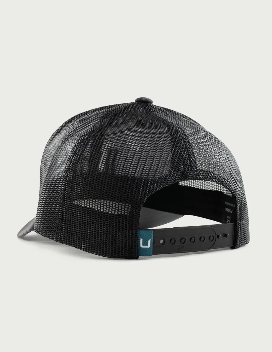 Huk Gear Hats-Mossy Oak Barbed U Trucker Hat Mossy Oak Stormwater Midnight