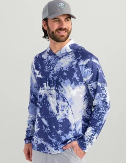 Huk Gear Performance Tops-Mossy Oak Pursuit Performance Hoodie Mossy Oak Skipper Blue