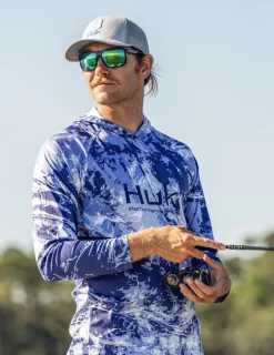Huk Gear Performance Tops-Mossy Oak Pursuit Performance Hoodie Mossy Oak Skipper Blue