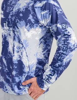 Huk Gear Performance Tops-Mossy Oak Pursuit Performance Hoodie Mossy Oak Skipper Blue