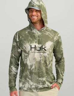 Huk Gear Performance Tops-Mossy Oak Pursuit Performance Hoodie Mossy Oak Stormwater Freshwater