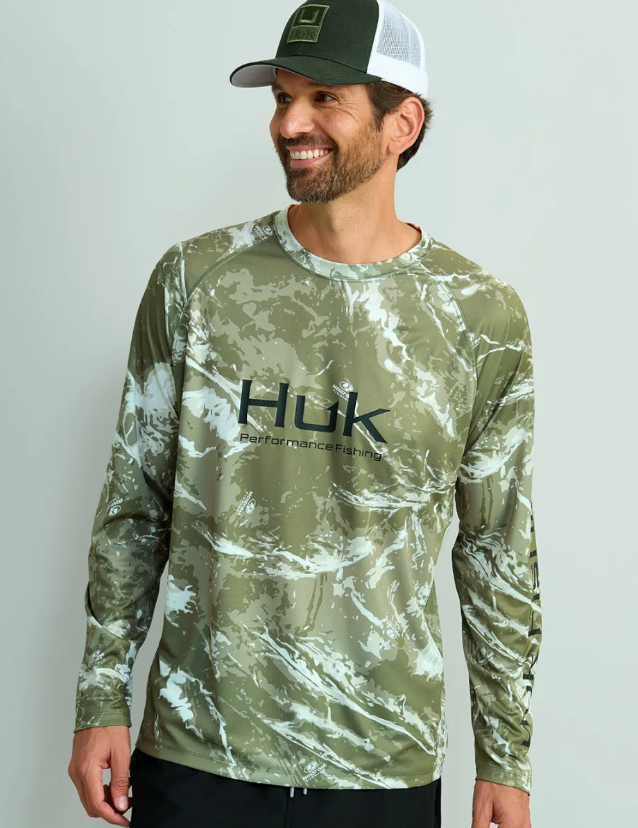 Huk Gear Performance Tops-Mossy Oak Pursuit Performance Crew Mossy Oak Stormwater Freshwater