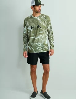 Huk Gear Performance Tops-Mossy Oak Pursuit Performance Crew Mossy Oak Stormwater Freshwater