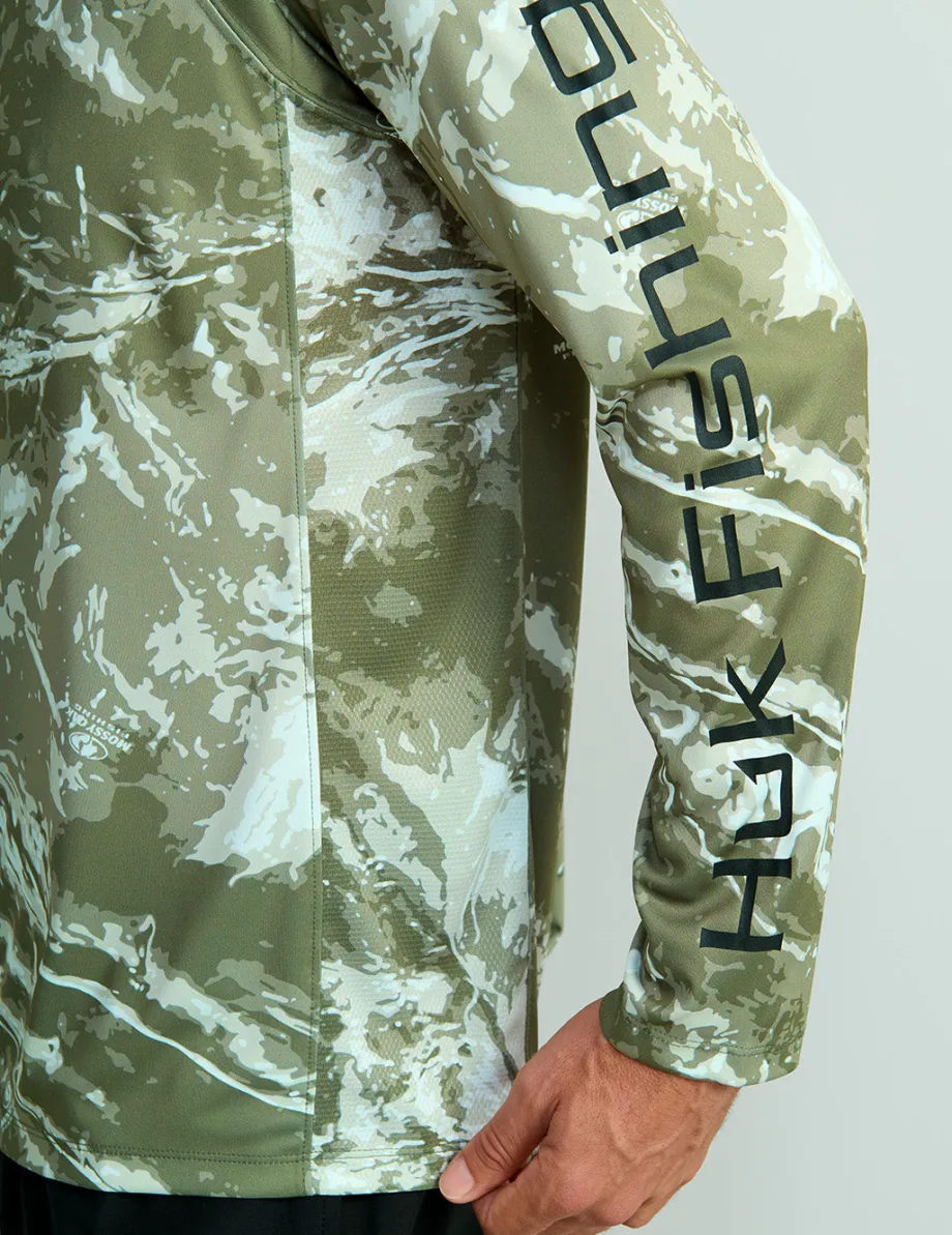 Huk Gear Performance Tops-Mossy Oak Pursuit Performance Crew Mossy Oak Stormwater Freshwater