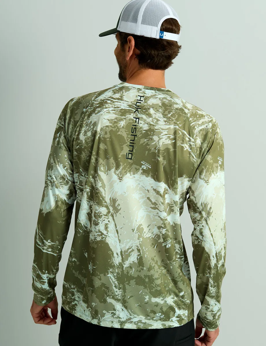 Huk Gear Performance Tops-Mossy Oak Pursuit Performance Crew Mossy Oak Stormwater Freshwater