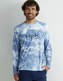 Huk Gear Performance Tops-Mossy Oak Pursuit Performance Crew Mossy Oak Stormwater Spindrift