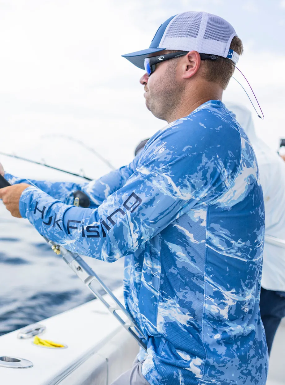 Huk Gear Performance Tops-Mossy Oak Pursuit Performance Crew Mossy Oak Stormwater Spindrift