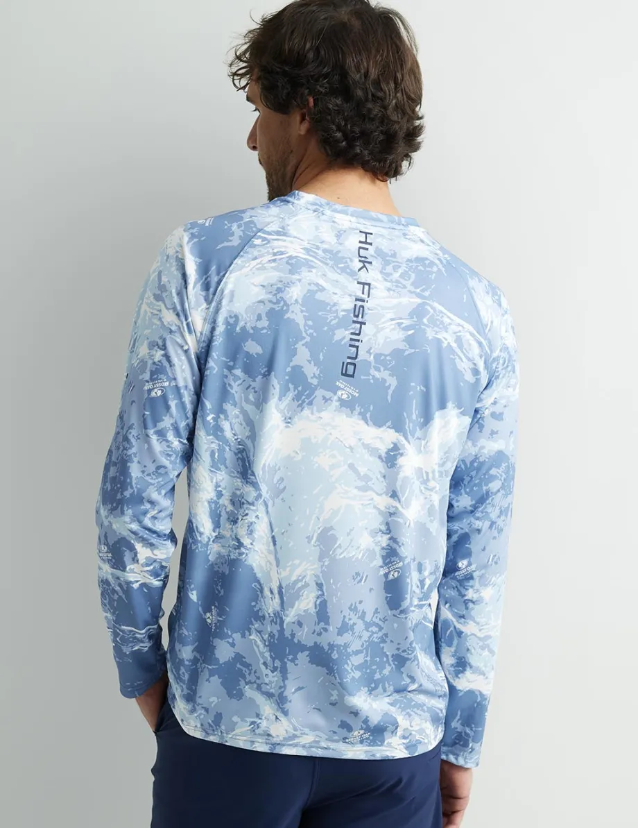 Huk Gear Performance Tops-Mossy Oak Pursuit Performance Crew Mossy Oak Stormwater Spindrift