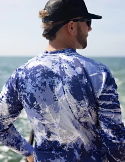 Huk Gear Performance Tops-Mossy Oak Pursuit Performance Crew Mossy Oak Skipper Blue