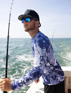 Huk Gear Performance Tops-Mossy Oak Pursuit Performance Crew Mossy Oak Skipper Blue