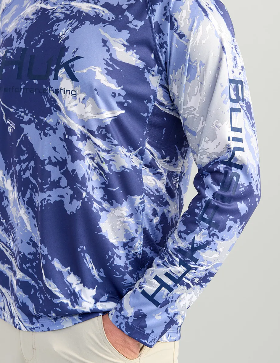 Huk Gear Performance Tops-Mossy Oak Pursuit Performance Crew Mossy Oak Skipper Blue