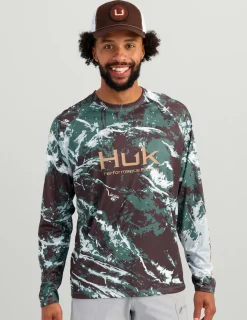Huk Gear Performance Tops-Mossy Oak Pursuit Performance Crew Mossy Oak Pluff Mud
