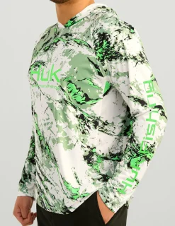 Huk Gear Performance Tops-Mossy Oak Pursuit Performance Hoodie Mossy Oak Fog Green