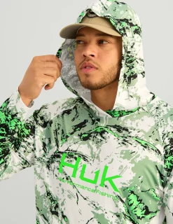 Huk Gear Performance Tops-Mossy Oak Pursuit Performance Hoodie Mossy Oak Fog Green