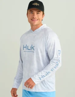 Huk Gear Performance Tops-Mossy Oak Pursuit Performance Hoodie Mossy Oak Stormwater Bonefish