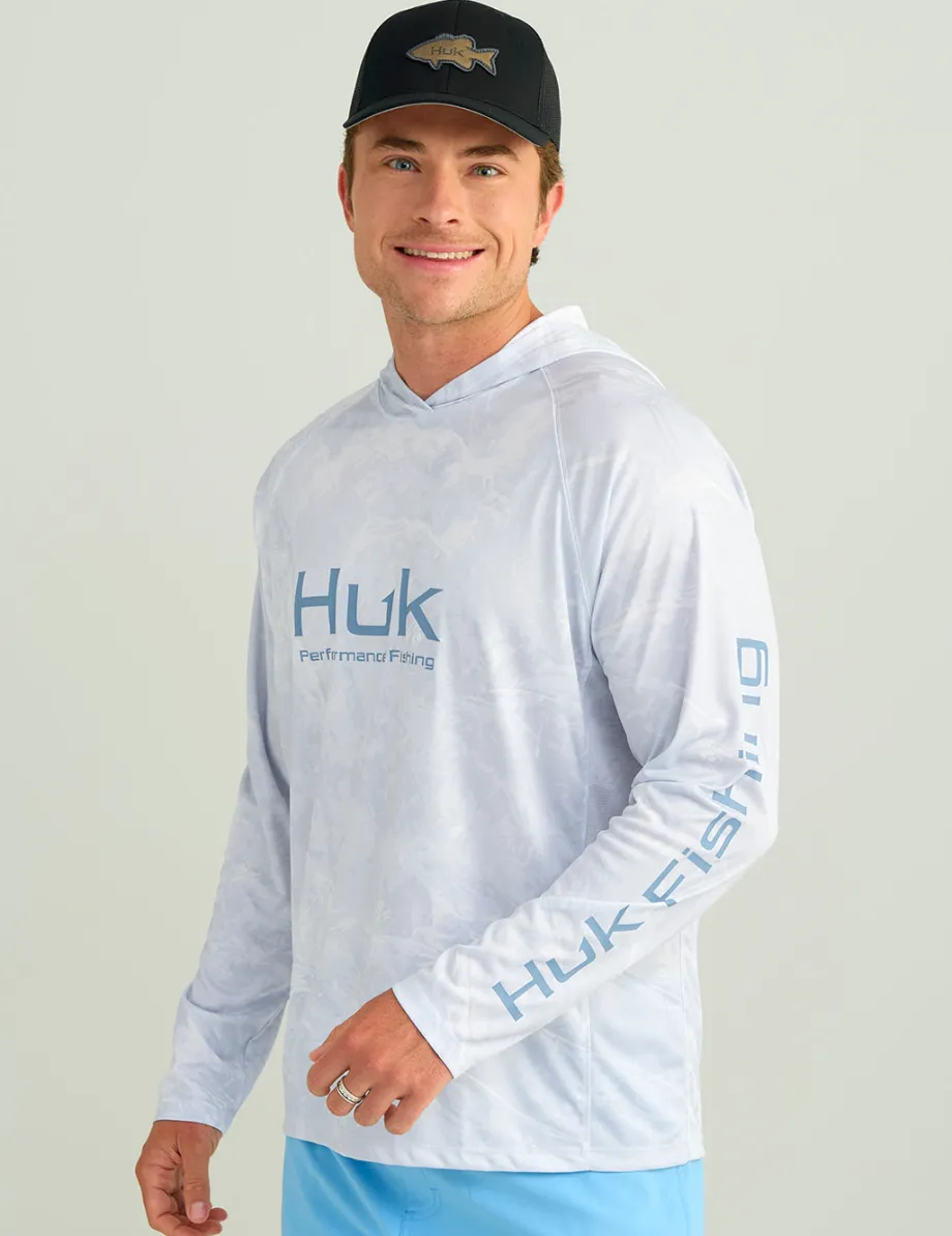 Huk Gear Performance Tops-Mossy Oak Pursuit Performance Hoodie Mossy Oak Stormwater Bonefish