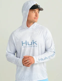 Huk Gear Performance Tops-Mossy Oak Pursuit Performance Hoodie Mossy Oak Stormwater Bonefish