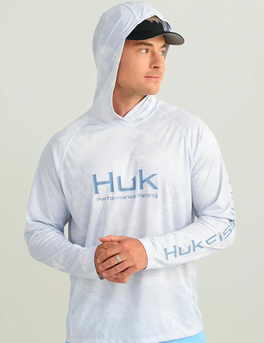 Huk Gear Performance Tops-Mossy Oak Pursuit Performance Hoodie Mossy Oak Stormwater Bonefish