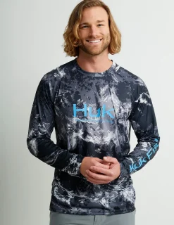 Huk Gear Performance Tops-Mossy Oak Pursuit Performance Crew Mossy Oak Stormwater Midnight