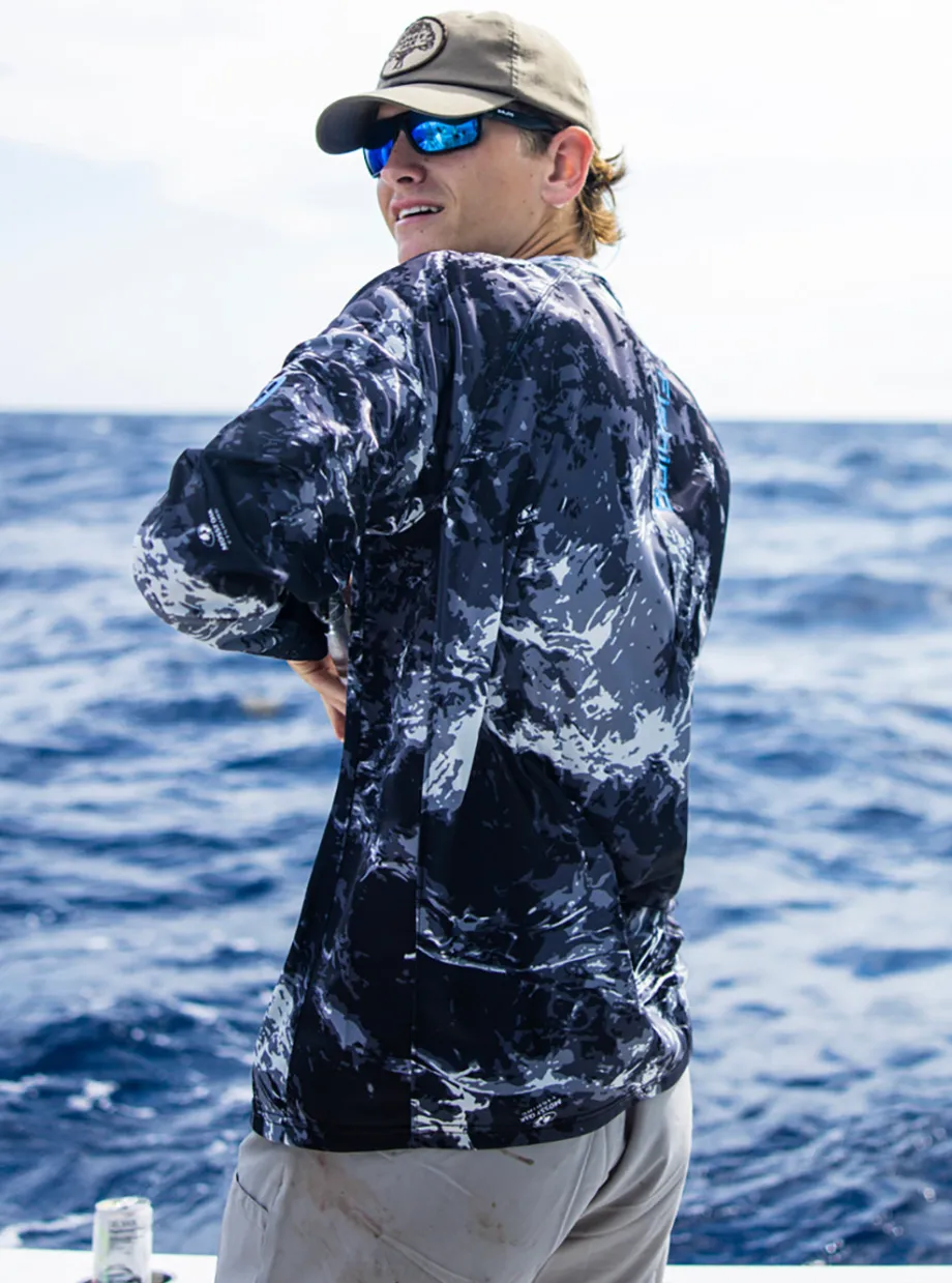 Huk Gear Performance Tops-Mossy Oak Pursuit Performance Crew Mossy Oak Stormwater Midnight
