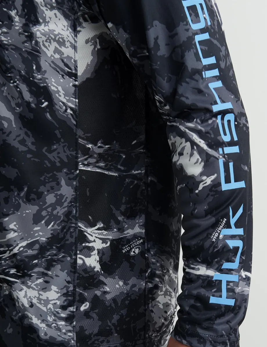 Huk Gear Performance Tops-Mossy Oak Pursuit Performance Crew Mossy Oak Stormwater Midnight