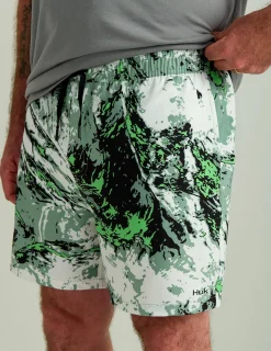 Huk Gear Swim-Mossy Oak Pursuit Volley Swim Shorts Mossy Oak Fog Green