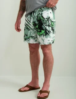 Huk Gear Swim-Mossy Oak Pursuit Volley Swim Shorts Mossy Oak Fog Green