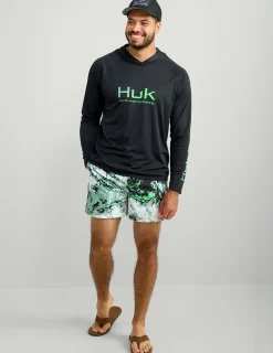 Huk Gear Swim-Mossy Oak Pursuit Volley Swim Shorts Mossy Oak Fog Green