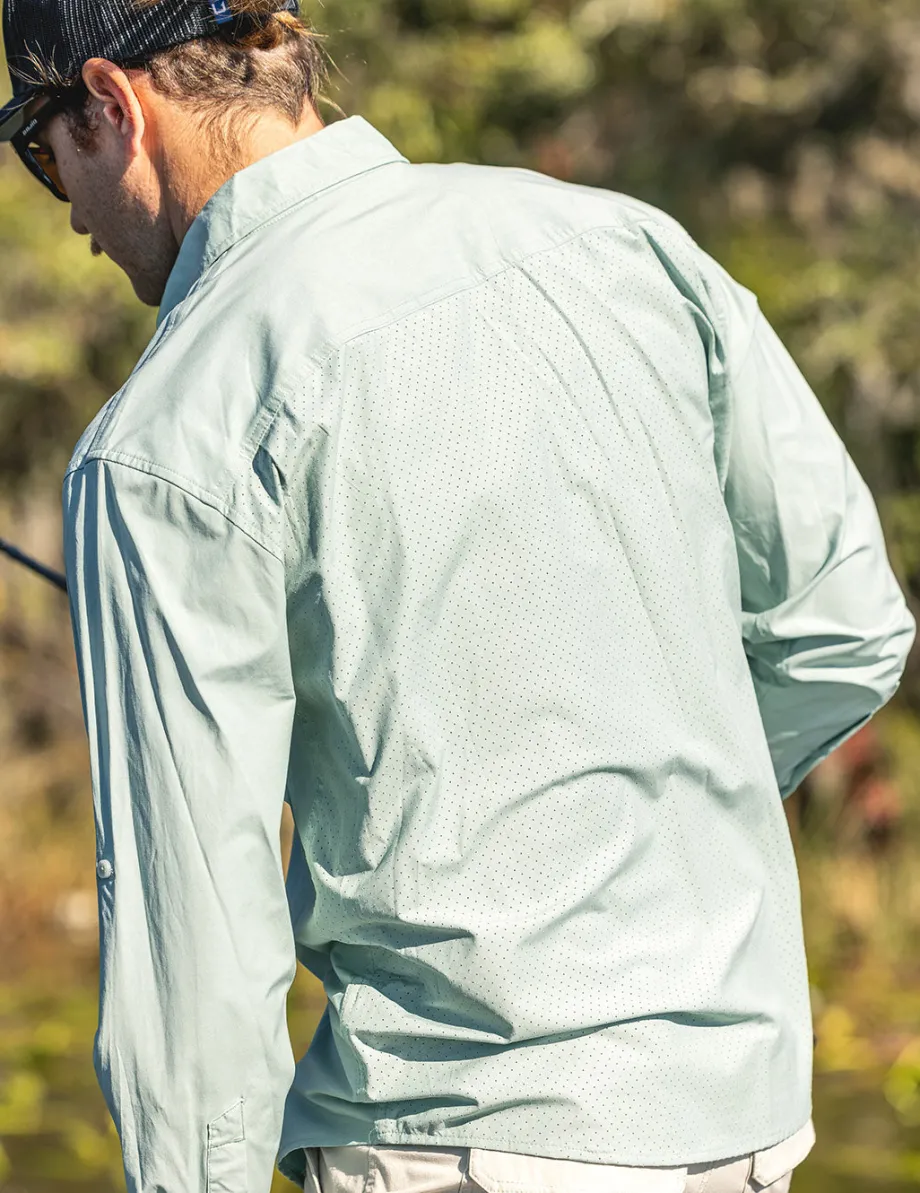 Huk Gear Button Downs-Next Level Button-Down Fog Green